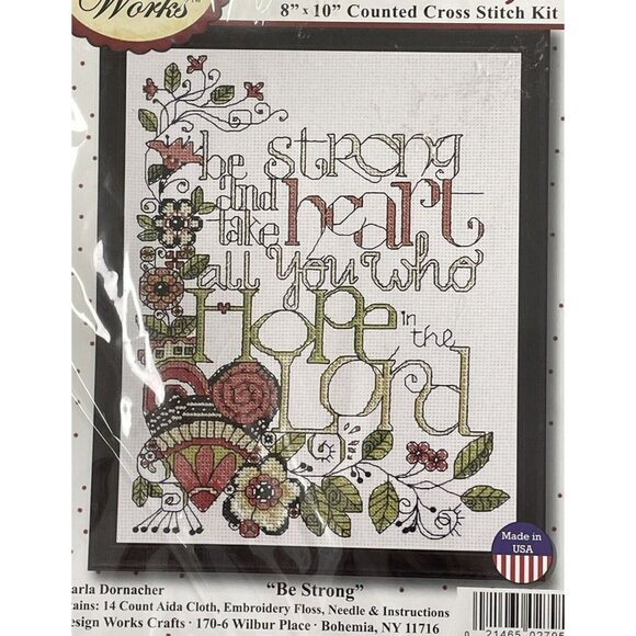 Cross Stitch Kit Design Works Heartfelt Be Strong Counted Karla Dornacher #2795 - Picture 4 of 7